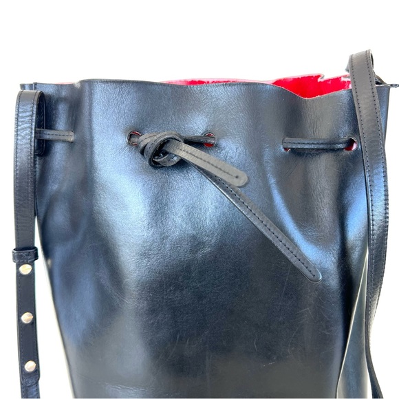 ♦️SOLD♦️MANSUR GAVRIEL Fllamma Black Structured Leather Shoulder Bag Tote Bucket - Picture 3 of 16